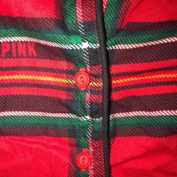 VS Pink Holiday Plaid PJ Set W/Eye Mask in Medium - Picture 3 of 8